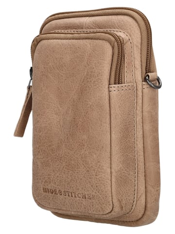 HIDE & STITCHES Skórzana torebka w kolorze beżowym na telefon - 12 x 19 x 5 cm