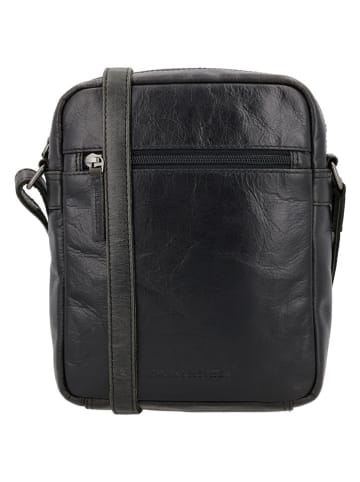 HIDE & STITCHES Leder-Umhängetasche in Schwarz - (B)19 x (H)23 x (T)6 cm