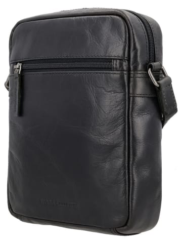 HIDE & STITCHES Leder-Umhängetasche in Schwarz - (B)19 x (H)23 x (T)6 cm