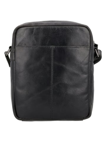 HIDE & STITCHES Leder-Umhängetasche in Schwarz - (B)19 x (H)23 x (T)6 cm
