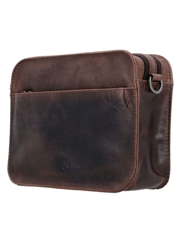 HIDE & STITCHES Leren schoudertas bruin - (B)23 x (H)18 x (D)8 cm