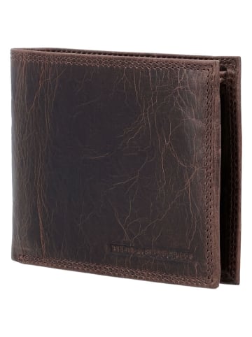 HIDE & STITCHES Leren portemonnee bruin - (B)12 x (H)10 x (D)2 cm