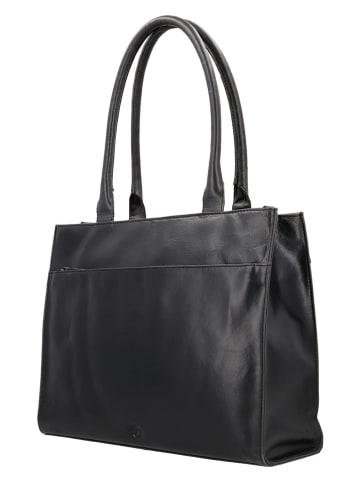 HIDE & STITCHES Leder-Schultertasche in Schwarz - (B)38 x (H)29 x (T)7 cm