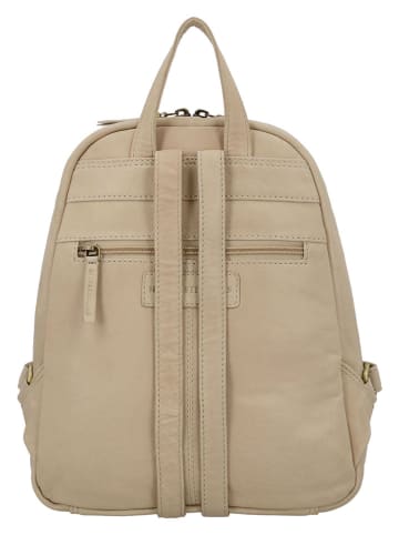 HIDE & STITCHES Leder-Rucksack in Beige - (B)23,5 x (H)28,5 x (T)8,5 cm