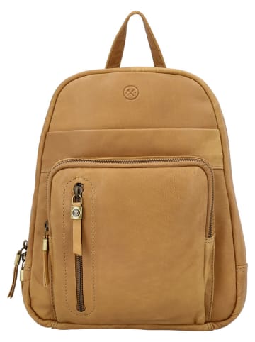 HIDE & STITCHES Leder-Rucksack in Hellbraun - (B)23,5 x (H)28,5 x (T)8,5 cm
