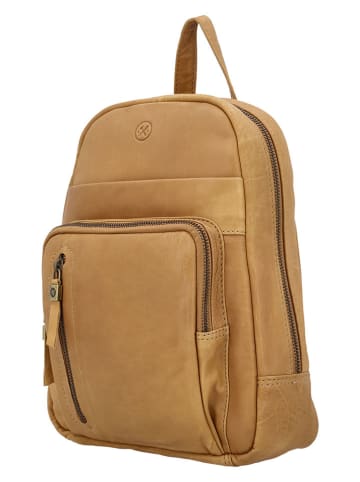 HIDE & STITCHES Skórzany plecak w kolorze jasnobrązowym - 23,5 x 28,5 x 8,5 cm