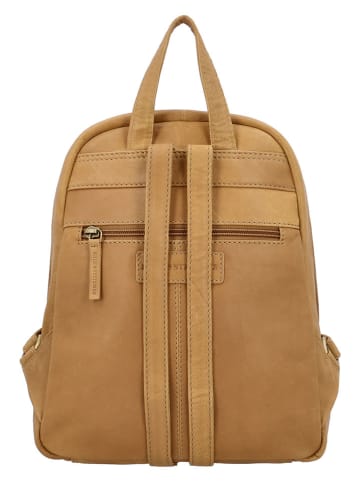 HIDE & STITCHES Leder-Rucksack in Hellbraun - (B)23,5 x (H)28,5 x (T)8,5 cm