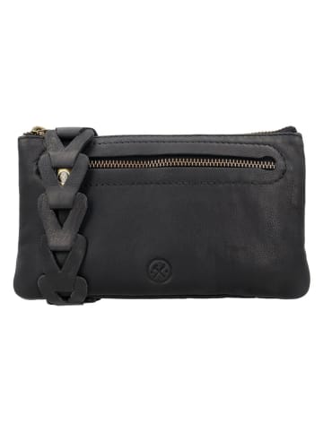 HIDE & STITCHES Leder-Umhängetasche in Schwarz - (B)21 x (H)12 x (T)2 cm