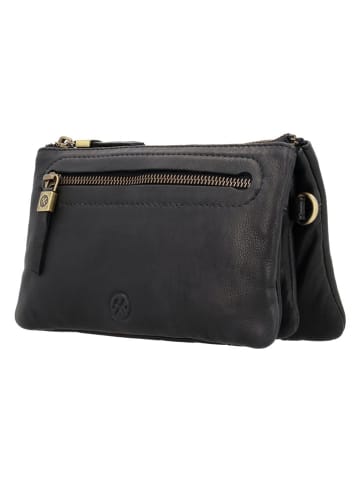 HIDE & STITCHES Leder-Umhängetasche in Schwarz - (B)21 x (H)12 x (T)2 cm
