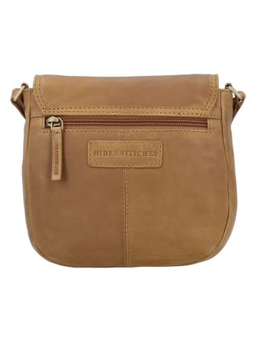 HIDE & STITCHES Leren schoudertas lichtbruin - (B)20 x (H)19 x (D)5 cm