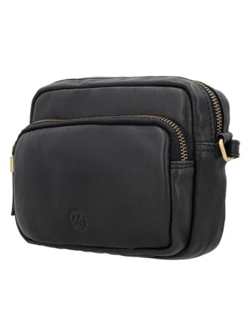 HIDE & STITCHES Leder-Umhängetasche in Schwarz - (B)20 x (H)17 x (T)5 cm