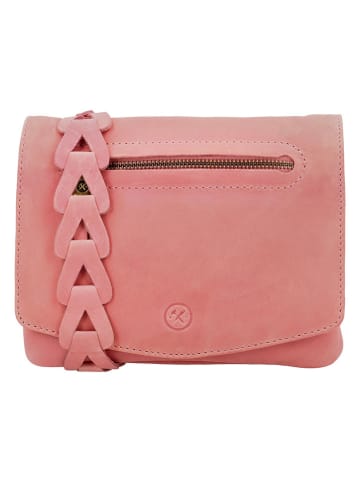 HIDE & STITCHES Leder-Umhängetasche in Rosa - (B)21 x (H)17 x (T)4 cm