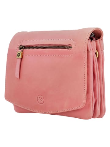 HIDE & STITCHES Leder-Umhängetasche in Rosa - (B)21 x (H)17 x (T)4 cm