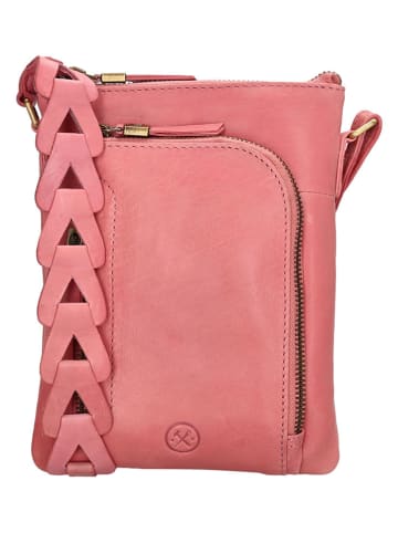HIDE & STITCHES Skórzana torebka w kolorze jasnoróżowym - 21 x 2 cm