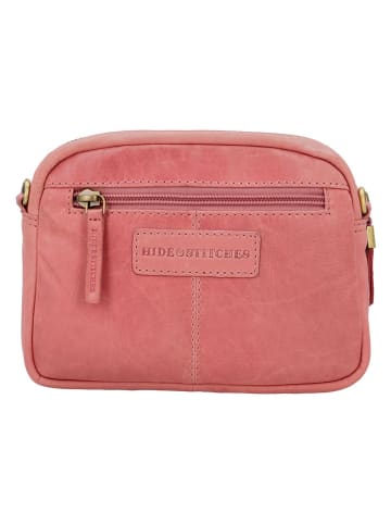 HIDE & STITCHES Leder-Umhängetasche in Rosa - (B)19 x (H)14 x (T)6 cm