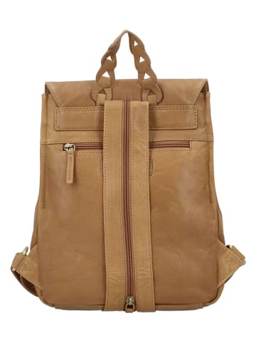 HIDE & STITCHES Leder-Rucksack in Hellbraun - (B)25 x (H)32 x (T)12 cm