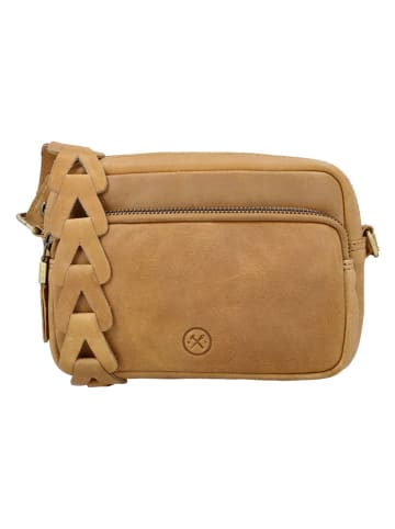 HIDE & STITCHES Leder-Umhängetasche in Hellbraun - (B)20 x (H)17 x (T)5 cm