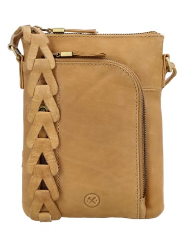 HIDE & STITCHES Leder-Umhängetasche in Hellbraun - (B)17 x (H)21 x (T)2 cm