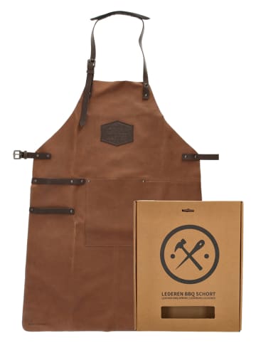 HIDE & STITCHES Leren grillschort cognackleurig - (B)63 x (H)85 x (D)0,50 cm