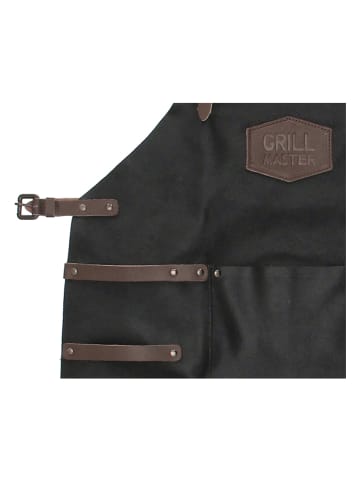 HIDE & STITCHES Leren grillschort zwart - (B)63 x (H)85 x (D)0,50 cm