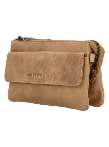 HIDE & STITCHES Leren schoudertas beige - (B)20 x (H)12 x (D)4 cm
