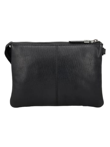 HIDE & STITCHES Leder-Umhängetasche in Schwarz - (B)23 x (H)16 x (T)4 cm
