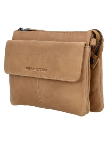 HIDE & STITCHES Leren schoudertas "Porto" lichtbruin - (B)23 x (H)16 x (D)4 cm