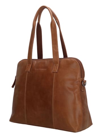 HIDE & STITCHES Leren schoudertas lichtbruin - (B)36 x (H)28 x (D)12 cm