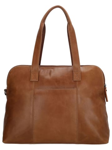 HIDE & STITCHES Leder-Schultertasche in Hellbraun - (B)36 x (H)28 x (T)12 cm