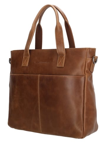 HIDE & STITCHES Leren handtas "Porto" lichtbruin - (B)33,5 x (H)28 x (D)9 cm