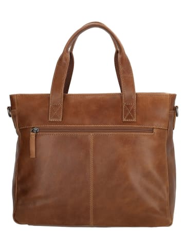 HIDE & STITCHES Leren handtas "Porto" lichtbruin - (B)33,5 x (H)28 x (D)9 cm