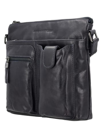 HIDE & STITCHES Leder-Umhängetasche in Schwarz - (B)25 x (H)23 x (T)4 cm