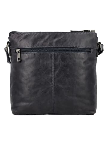 HIDE & STITCHES Leder-Umhängetasche in Schwarz - (B)25 x (H)23 x (T)4 cm