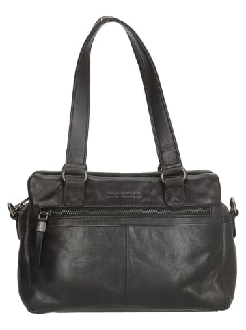 micmacbags Leder-Schultertasche in Schwarz - (B)28 x (H)19 x (T)10 cm