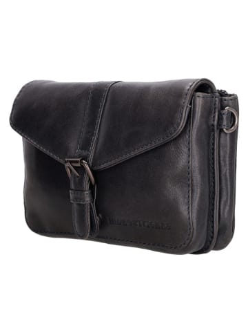 HIDE & STITCHES Leren schoudertas "Porto" zwart - (B)19 x (H)11,5 x (D)5 cm