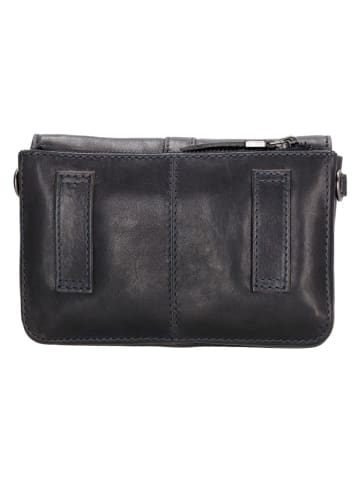 HIDE & STITCHES Leren schoudertas "Porto" zwart - (B)19 x (H)11,5 x (D)5 cm