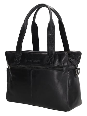 HIDE & STITCHES Skórzana torebka "Porto" w kolorze czarnym - 41 x 31 x 11 cm