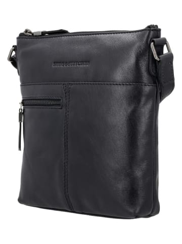 HIDE & STITCHES Leder-Umhängetasche in Schwarz - (B)23 x (H)23 x (T)4 cm