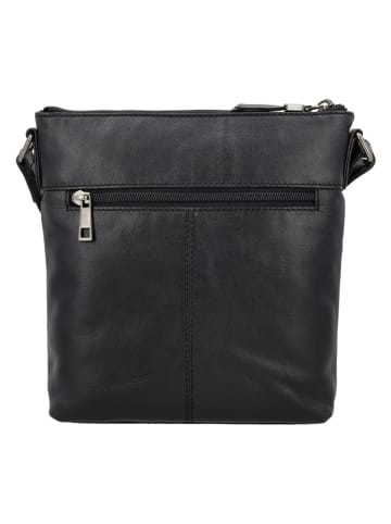 HIDE & STITCHES Leder-Umhängetasche in Schwarz - (B)23 x (H)23 x (T)4 cm