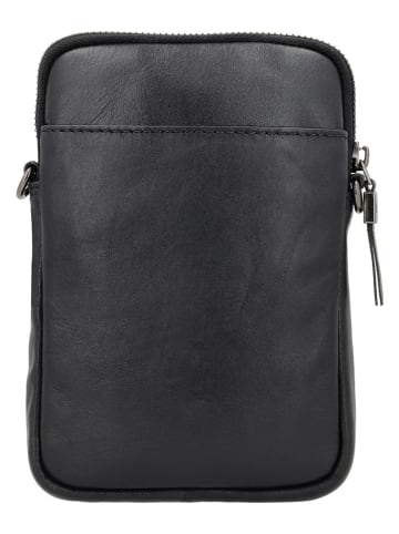 HIDE & STITCHES Leder-Handytasche in Schwarz - (B)13 x (H)19 x (T)2 cm