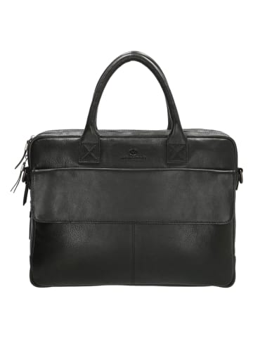 micmacbags Leder-Henkeltasche in Schwarz - (B)41 x (H)31 x (T)11 cm
