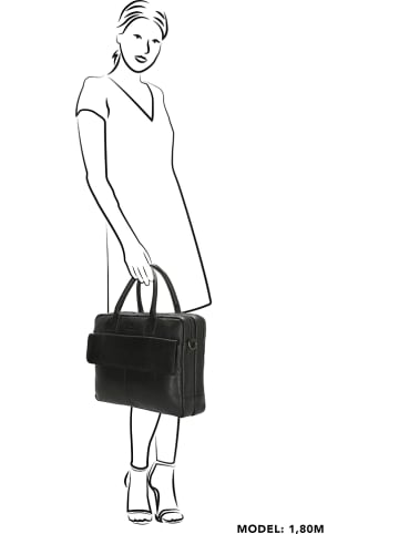 micmacbags Skórzana torebka w kolorze czarnym - 41 x 31 x 11 cm