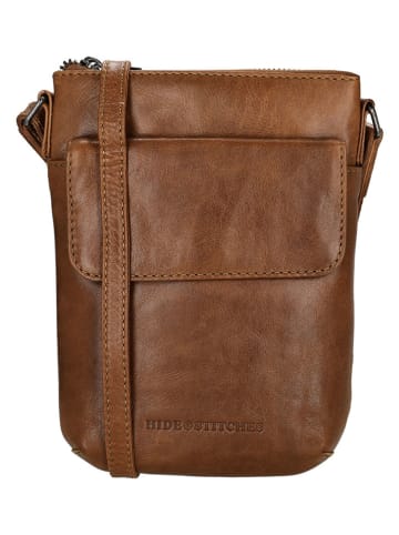 HIDE & STITCHES Leren schoudertas lichtbruin - (B)16 x (H)22 x (D)1,5 cm