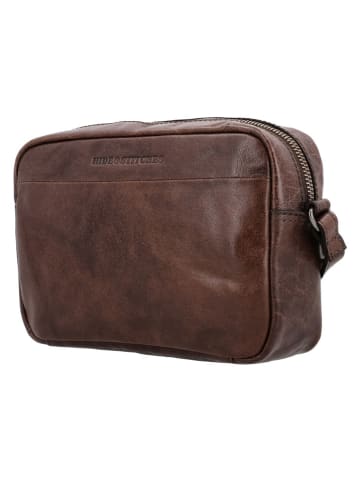 HIDE & STITCHES Leder-Umhängetasche "Westland" in Dunkelbraun - (B)22 x (H)14 x (T)6 cm