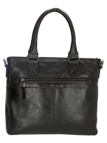 micmacbags Leder-Henkeltasche in Schwarz - (B)33 x (H)28 x (T)9 cm