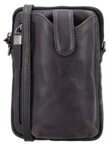 HIDE & STITCHES Leren smartphonetas "Porto" zwart - (B)13 x (H)19 x (D)2 cm