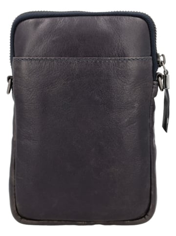 HIDE & STITCHES Leren smartphonetas "Porto" zwart - (B)13 x (H)19 x (D)2 cm