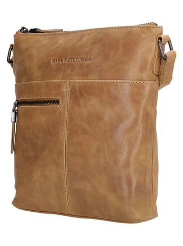 HIDE & STITCHES Leren schoudertas "Porto" lichtbruin - (L)23 x (B)23 x (H)4 cm