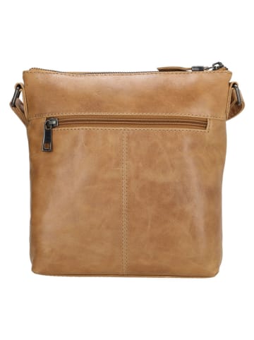 HIDE & STITCHES Leren schoudertas "Porto" lichtbruin - (L)23 x (B)23 x (H)4 cm