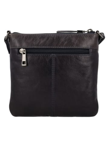 HIDE & STITCHES Leder-Umhängetasche "Porto" in Schwarz - (B)20 x (H)18 x (T)2 cm
